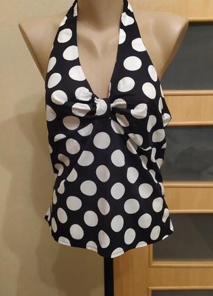 Шикарний бавовняний чорний топ в горох