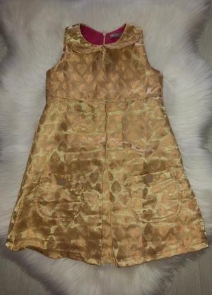 Золотое платье в сердечки на девочку 5-6 лет 116 см lindex