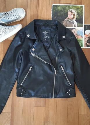 Стильная кожаная байкерская куртка, косуха c&a 10лет3 фото
