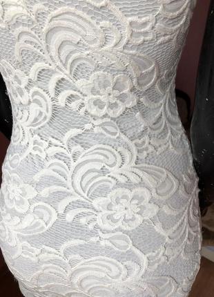 Платье белое  кружевное, бренда h&m, размер s-xs3 фото