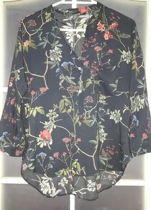 Рубашка блузка с принтом асимметричная