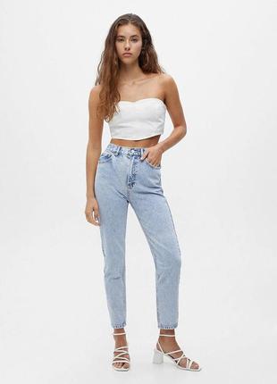 Базовые голубые джинсы mom fit для высоких pull & bear -34t, 36t, 38t, 401 фото