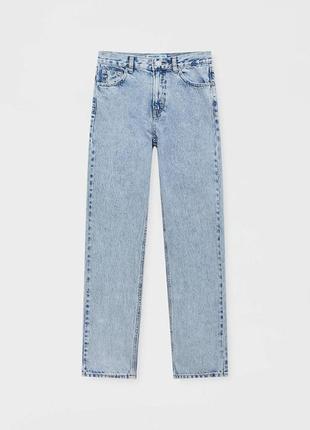 Базовые голубые джинсы mom fit для высоких pull & bear -34t, 36t, 38t, 406 фото