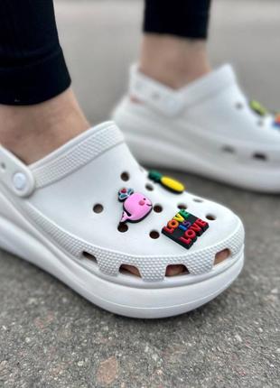 Кроксы сабо на платформе crocs classic crush цвет white