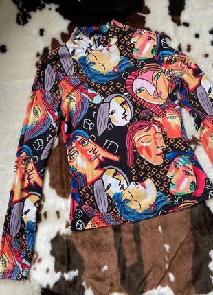 Гольф яркий, водолазка стильная, сочный принт zara6 фото