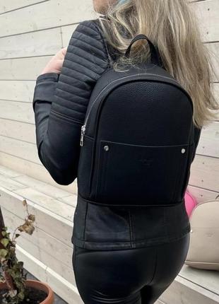 Черный вместительный рюкзак экокожа3 фото