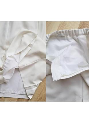Стильная базовая белая юбка миди юбка трапеция юбка с высокой посадкой трапецевидная юбка женская белоснежная7 фото