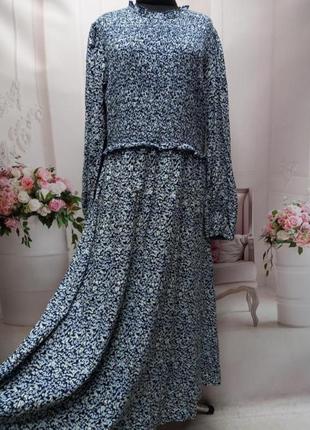 👗длинное трендовое платье, в мелкий цветочный принт  f&f( размер 12-14)2 фото