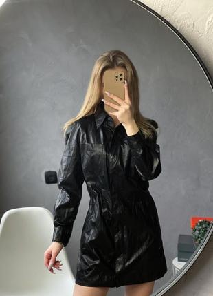 Zara платье под кожу кожаная черная мини зара2 фото