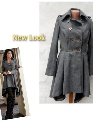 Стильное интересное шерстяное серое пальто трапеция new look 🖤1 фото