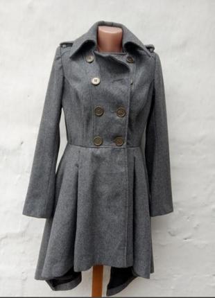 Стильное интересное шерстяное серое пальто трапеция new look 🖤5 фото