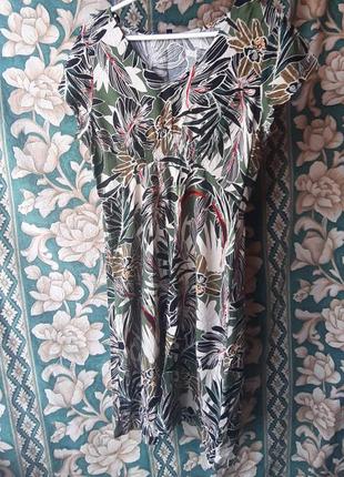 Женское платье сарафан миди легкое летнее подойдет беременным пляжную одежду принт листьев пальмы1 фото