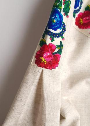 Блуза вышиванка невероятная льняная с сеткой handmade6 фото