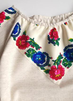Блуза вышиванка невероятная льняная с сеткой handmade8 фото
