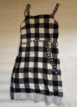 Сукня міді з поясом, в квадратний принт1 фото