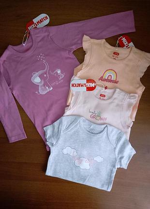 Бодики детские, боди для девочки, комплект боди 4