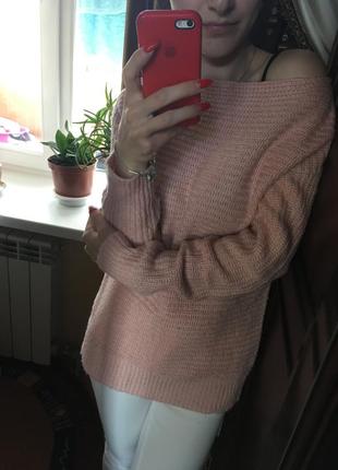 Теплий ніжно рожевий светер/ теплый свитер