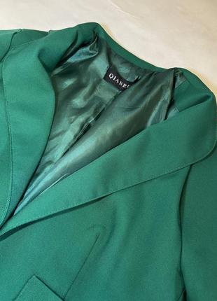 Зеленый пиджак с укороченным рукавом6 фото