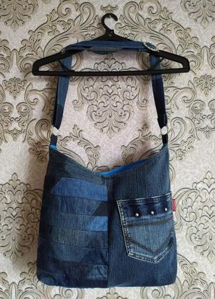 Стильная джинсовая сумка ручной работы. в едином экземпляре!2 фото