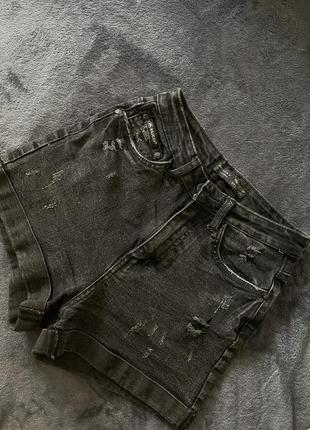 Черные / графитовые джинсовые шорты xxs/xs 344 фото