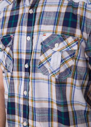 Рубашка мужская в клетку цвет серо-синий3 фото