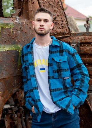 Мужская теплая рубашка в клетку эко кашемир деми