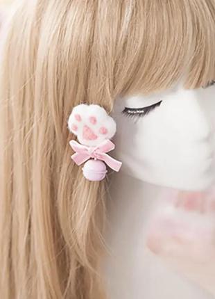 Заколки кошачьи лапки с колокольчиками аниме лолита косплей