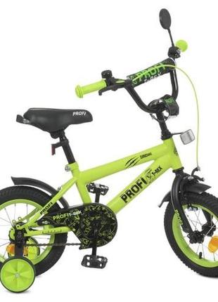 Kmy1271 велосипед детский 12 дюймов dino, skd45, салатово-черный матовый, звонок, фонарь, дополнительные