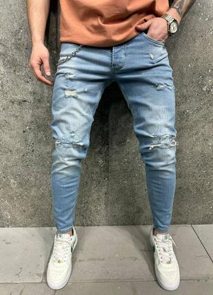 Джинсы мужские рваные синие турция / джинсы мужские брюки брюки рваные синие турречина2 фото
