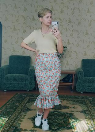 Юбка длины миди в цветочный принт