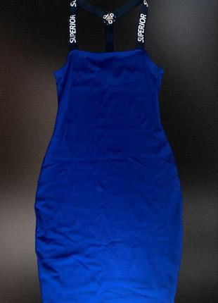 Плаття синє в рубчик1 фото
