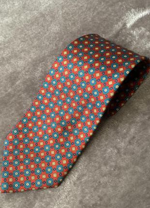 Шовкова краватка англія london benjamin james з фрактальним принтом колір червоний, зелений