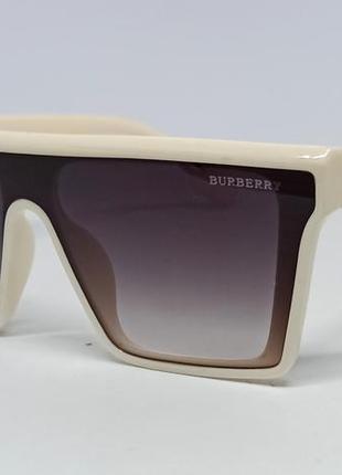 Окуляри брендові  жіночі сонцезахисні маска сірий градієнт в бежевій оправі