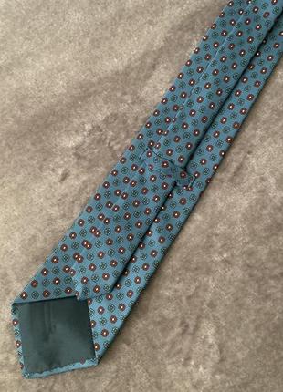 Шовкова краватка англія london з різнобарвним фрактальним принтом колір морської хвилі синій2 фото