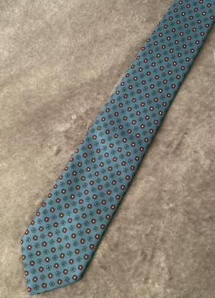 Шелковый галстук англия london с разноцветным фрактальным принтом цвет морской волны синий3 фото