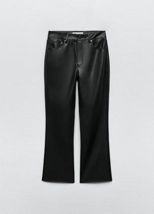 Укороченные брюки из эко кожи zara6 фото