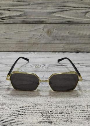 Солнцезащитные очки черные, прямоугольные, унисекс в металлической оправе ( без брендовые )2 фото