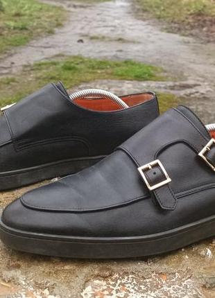 Чоловічі брендові італійські туфлі, мокасіни santoni calfskin monk shoes