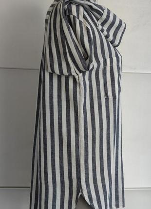 Сорочка зі змішаної лляної тканини h&m у смужку3 фото
