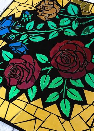 Картина розы для любимой, панно из металла, арт зеркальный на стену7 фото