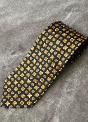 Шелковый галстук англия london с разноцветным фрактальным шахматным  принтом в стиле ван клиф