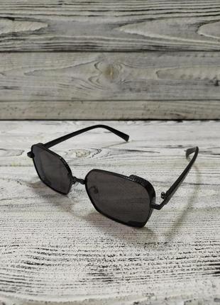 Солнцезащитные очки черные, прямоугольные, унисекс в металлической оправе ( без брендовые )1 фото