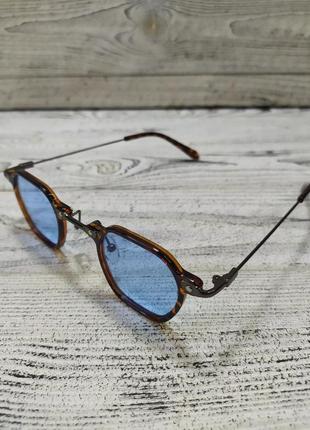 Сонцезахисні окуляри блакитні в леопардовій оправі (без брендових)3 фото