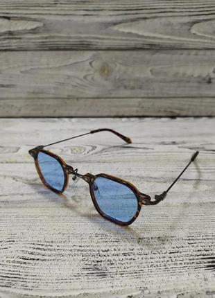 Сонцезахисні окуляри блакитні в леопардовій оправі (без брендових)1 фото