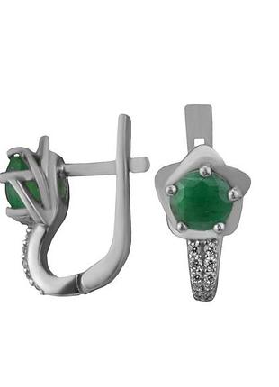 Сережки срібні з натуральним смарагдом ріо 2223/9р смарагд