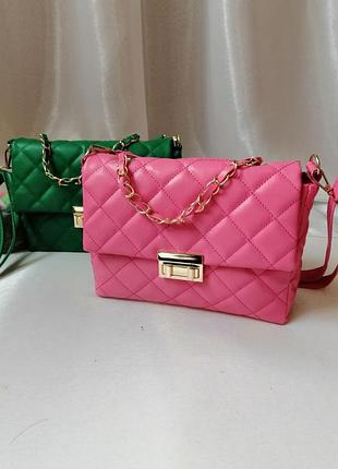 ☘️ стьобана сумка екошкіра з довгою ручкою