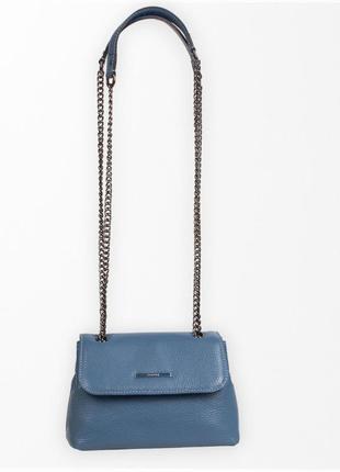Жіноча шкіряна сумка крос-боді karya 2376-093 блакитна4 фото