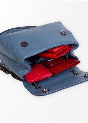 Жіноча шкіряна сумка крос-боді karya 2376-093 блакитна7 фото
