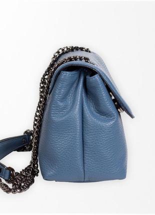 Жіноча шкіряна сумка крос-боді karya 2376-093 блакитна3 фото