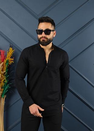 Стильная мужская рубашка белая/черная воротка устойчивая